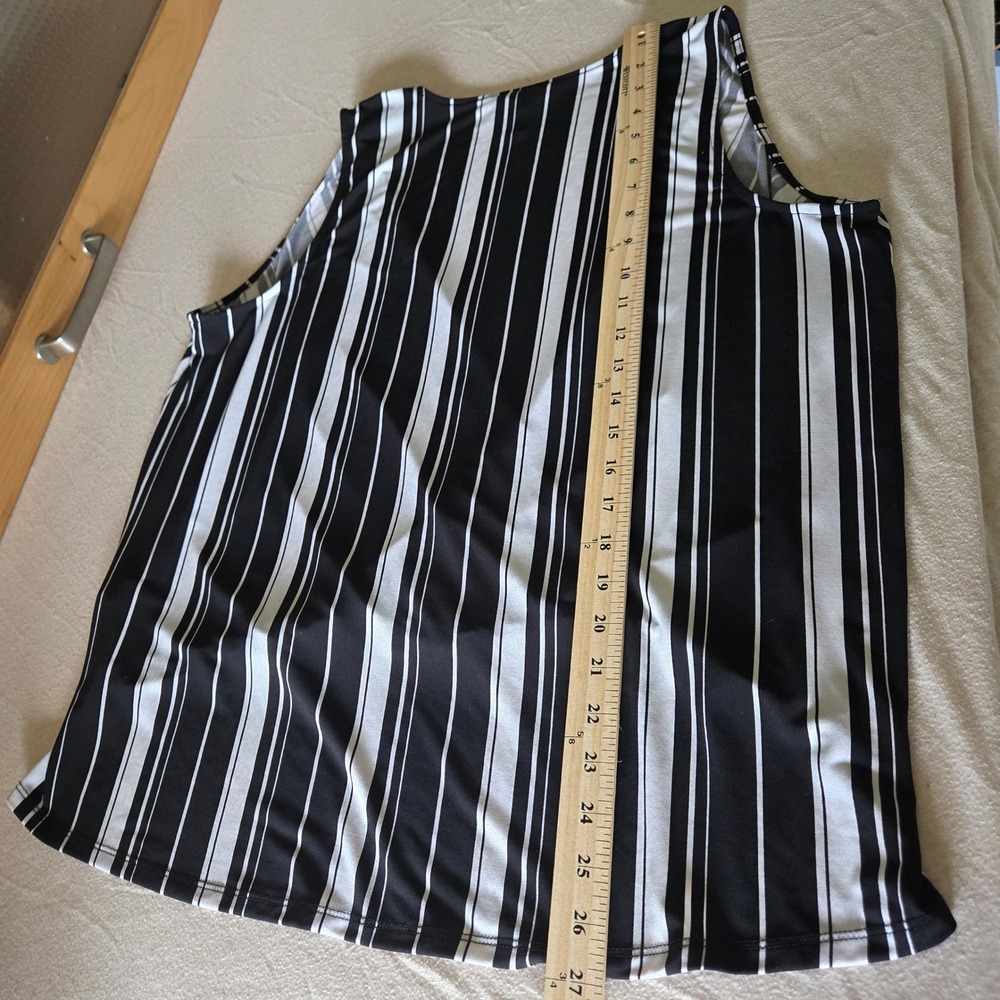 WHBM Tank top Women XL Black White Striped Wrap Sleeveless 570345406 - Picture 7 of 8